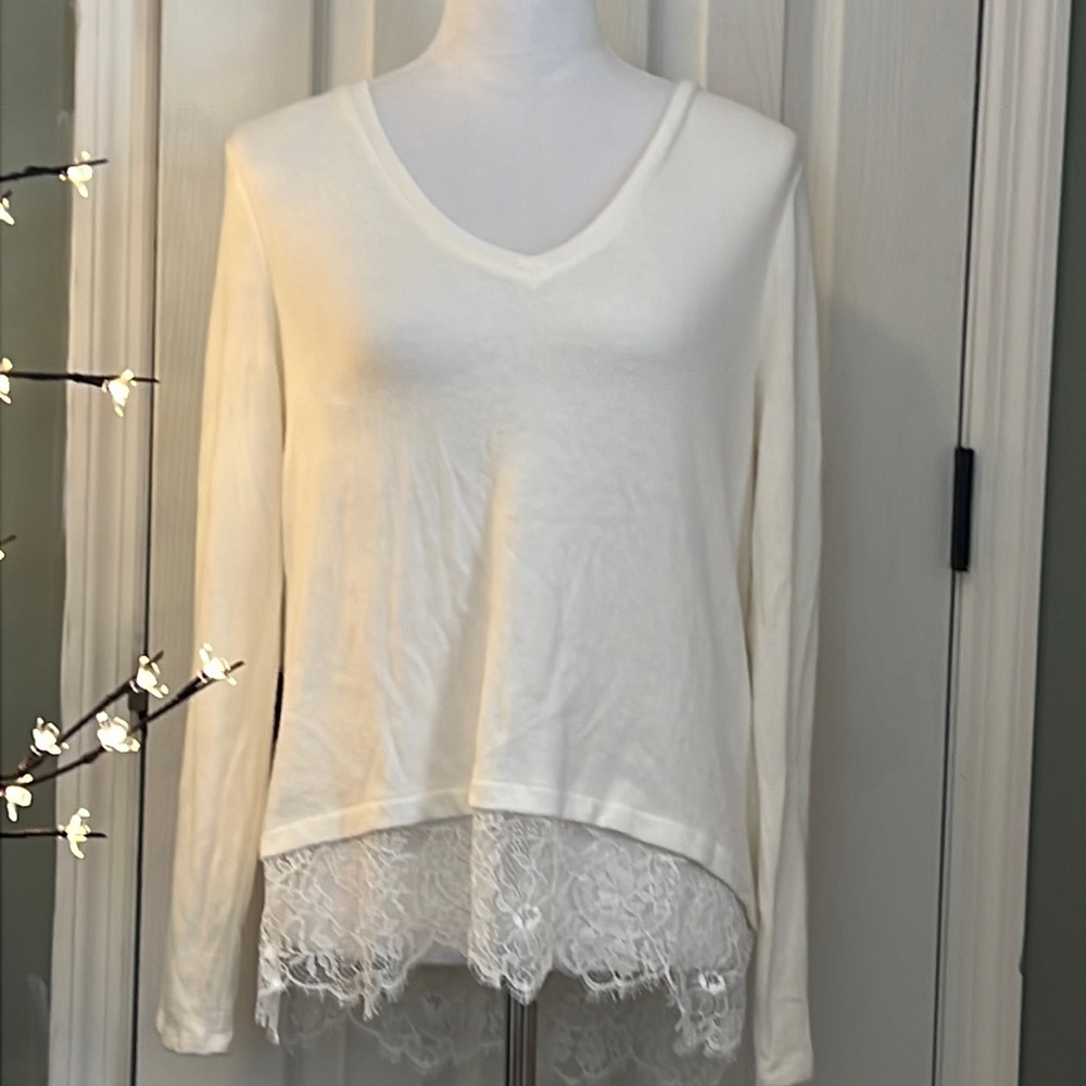 INC International Concepts Cream V-Neck Sweater